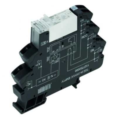 WEIDMULLER TRZ 60VUC 1CO 16A Moduł przekaźnikowy, 60 V UC ±10 %, Zielona dioda LED, Prostownik, 1 zestyk przełączny (AgNi) , 250 V AC, 16 A, złącze sprężynowe, Przycisk testowy: N 1479880000 /10szt./ (1479880000)